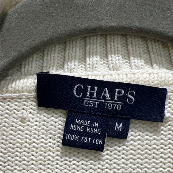 Chaps Cream Ribbed Zip-Up Sweater - Picture 2 of 5